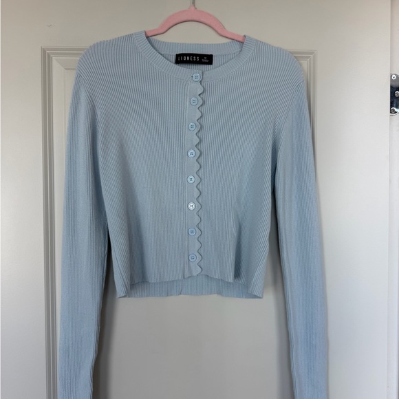 Lioness Sweaters - Lioness Light Blue Ribbed Sweater